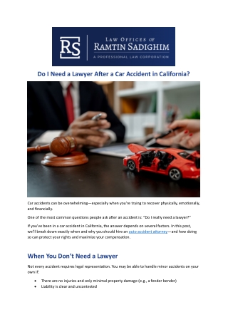 Do I Need a Lawyer After a Car Accident in California