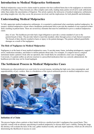 Behind Closed Doors: Settlements in Medical Malpractice Lawsuits