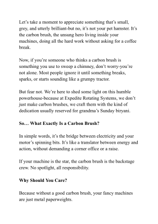 The Unsung Hero of Machines: The Mighty Carbon Brush