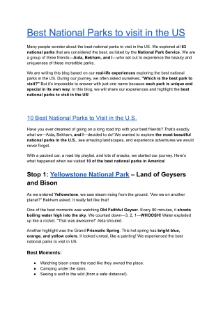 Best National Parks to visit in the US