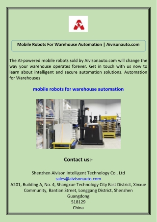 Mobile Robots For Warehouse Automation Aivisonauto.com