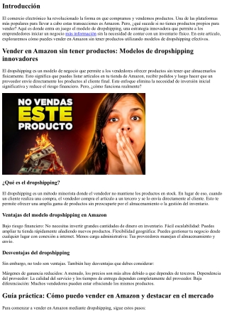 Vender en Amazon sin tener productos: Modelos de dropshipping innovadores