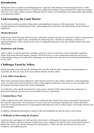 Challenges Faced by Sellers When Dealing with Land Buyers