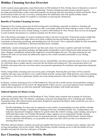 Holiday Cleansing Help For Properties In Old Southeast St Pete Florida