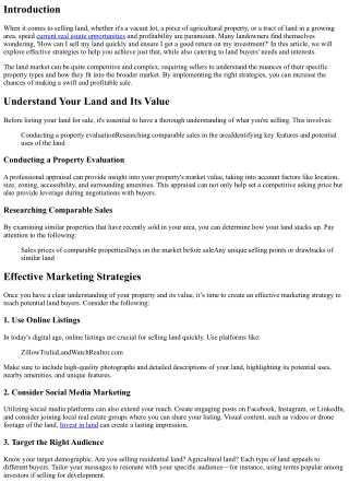 Top Strategies to Sell Land Quickly and Profitably