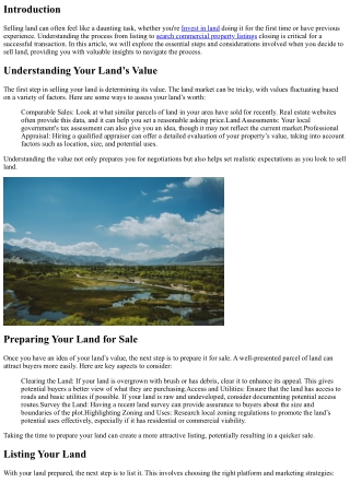From Listing to Closing: Steps to Successfully Sell Your Land