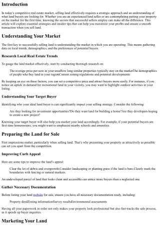 Secrets of Successful Land Sellers Revealed