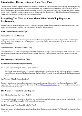 Everything You Need to Know About Windshield Chip Repairs vs. Replacements