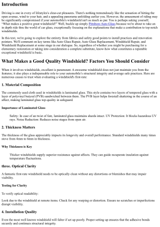 What Makes a Good Quality Windshield? Factors You Should Consider.