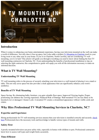 Discover the Best TV Wall Mounting Contractors in Charlotte, NC