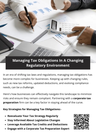Managing Tax Obligations In A Changing Regulatory Environment