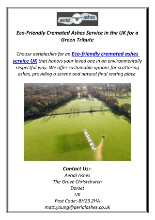 Eco-Friendly Cremated Ashes Service in the UK for a Green Tribute