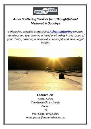 Ashes Scattering Services for a Thoughtful and Memorable Goodbye
