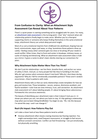 From Confusion to Clarity and What an Attachment Style Assessment Can Reveal About Your Patterns