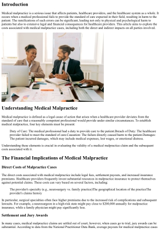 The Cost of Errors: Impact of Medical Malpractice Cases