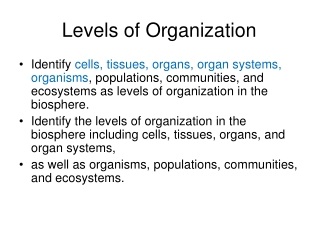 Levels of Organization