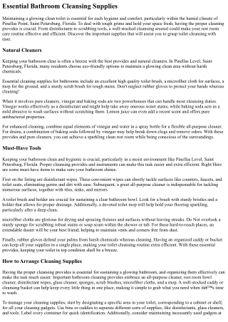 Bathroom Cleansing Tips In Style In Pinellas Point Saint Petersburg Florida