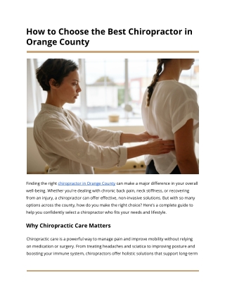 How to Choose the Best Chiropractor in Orange County