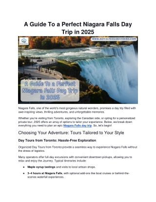A Guide To a Perfect Niagara Falls Day Trip in 2025
