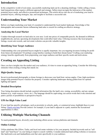 The Art of Marketing Your Land to Potential Buyers