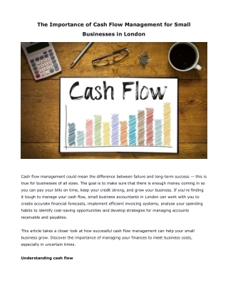 The Importance of Cash Flow Management for Small Businesses in London