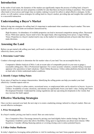 Strategies for Selling Land in a Buyer's Market