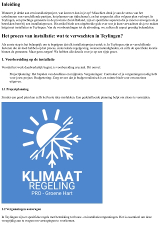 Het proces van installatie: wat te verwachten in Teylingen?