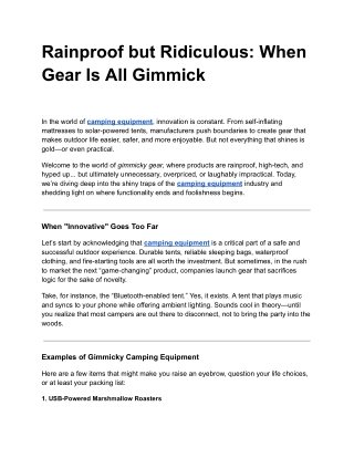Rainproof but Ridiculous: When Gear Is All Gimmick