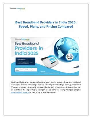 Best Broadband Providers in India 2025: Speed, Plans, and Pricing Compared