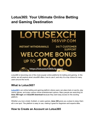 Lotus365_ Your Ultimate Online Betting and Gaming Destination