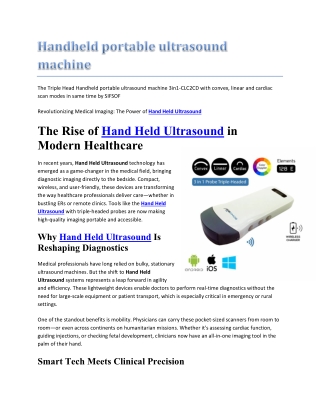 Handheld portable ultrasound machine