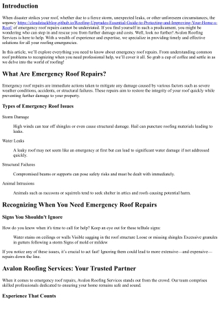 Emergency Roof Repairs? Avalon is Here to Help!