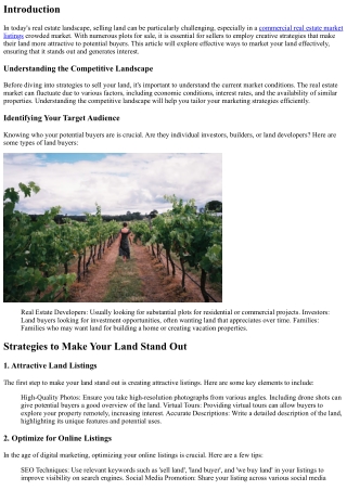 How to Make Your Land Stand Out in a Crowded Market