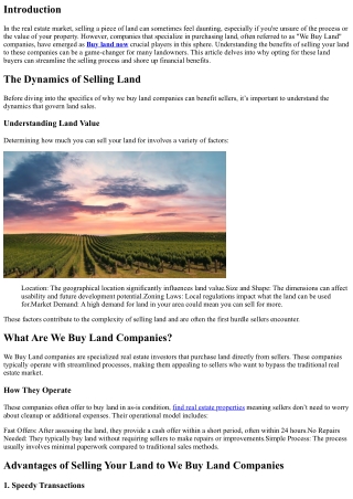 Why Selling Your Land to We Buy Land Companies Can Be a Game-Changer