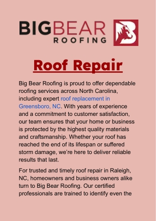 Roof Repair in Raleigh, NC: Fast, Reliable & Affordable Solutions