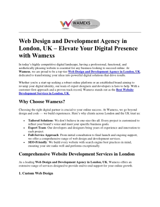 Web Design and Development Agency in London