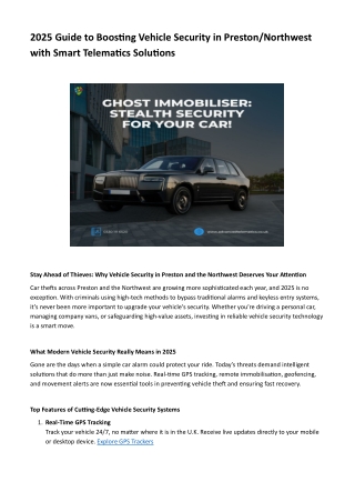 2025 Guide to Boosting Vehicle Security in Preston/Northwest