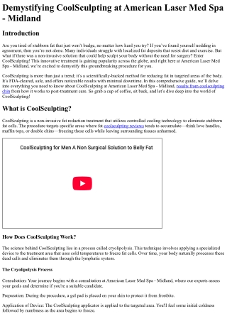 Demystifying CoolSculpting at American Laser Med Spa - Midland