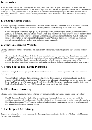 10 Creative Ways to Market Your Land for Sale