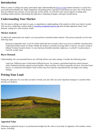 Understanding the Market Before Selling Your Land