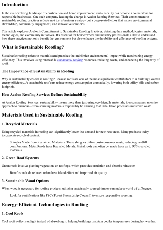Avalon’s Commitment to Sustainable Roofing Practices