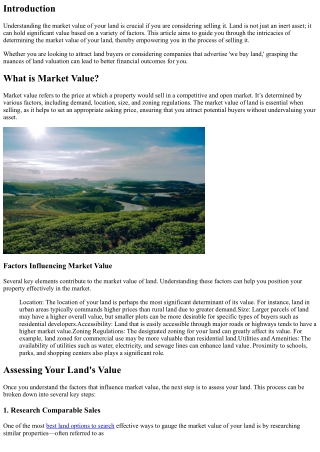 Understanding the Market Value of Your Land