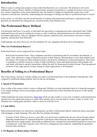 The Benefits of Selling Your Land to a Professional Buyer