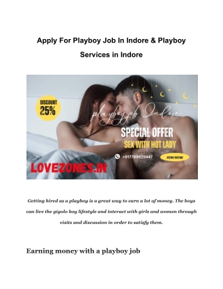 Apply For Playboy Job In Indore & Playboy Services in Indore