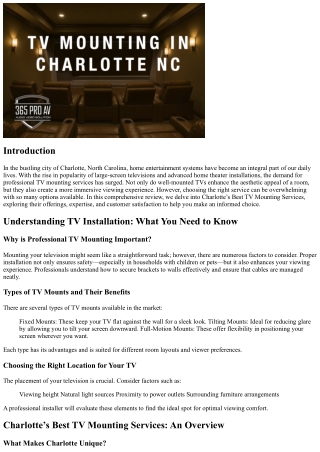 Charlotte’s Best TV Mounting Services: A Comprehensive Review