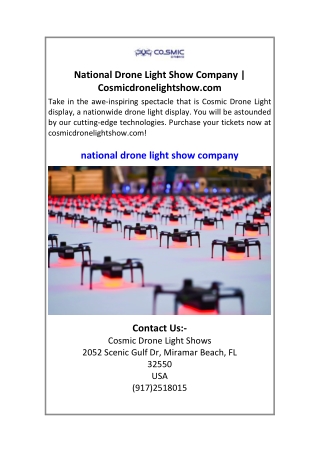National Drone Light Show Company  Cosmicdronelightshow.com