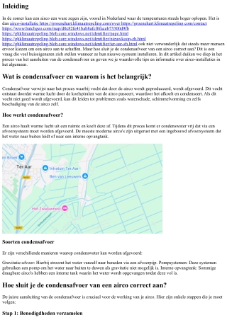 Hoe sluit je de condensafvoer van een airco correct aan?
