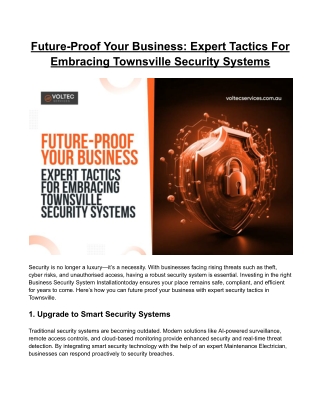 Future-Proof Your Business: Expert Tactics For Embracing Townsville Security Sys