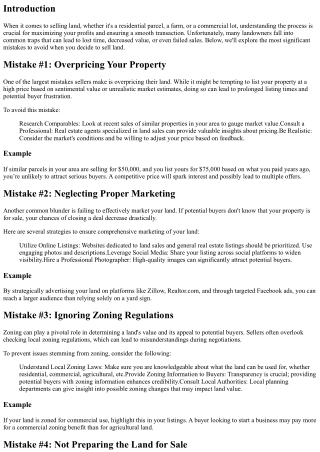 Top Mistakes to Avoid When Selling Land