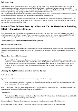 Boost Your Business Security in Houston, TX: A Guide to Installing Effective Sur